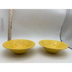 Pair Vintage Fiesta Fiestaware Sunflower Yellow Fruit Dessert Bowls USA